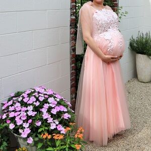 *Pink* Elegant Lace Evening Dress maternity or prom
